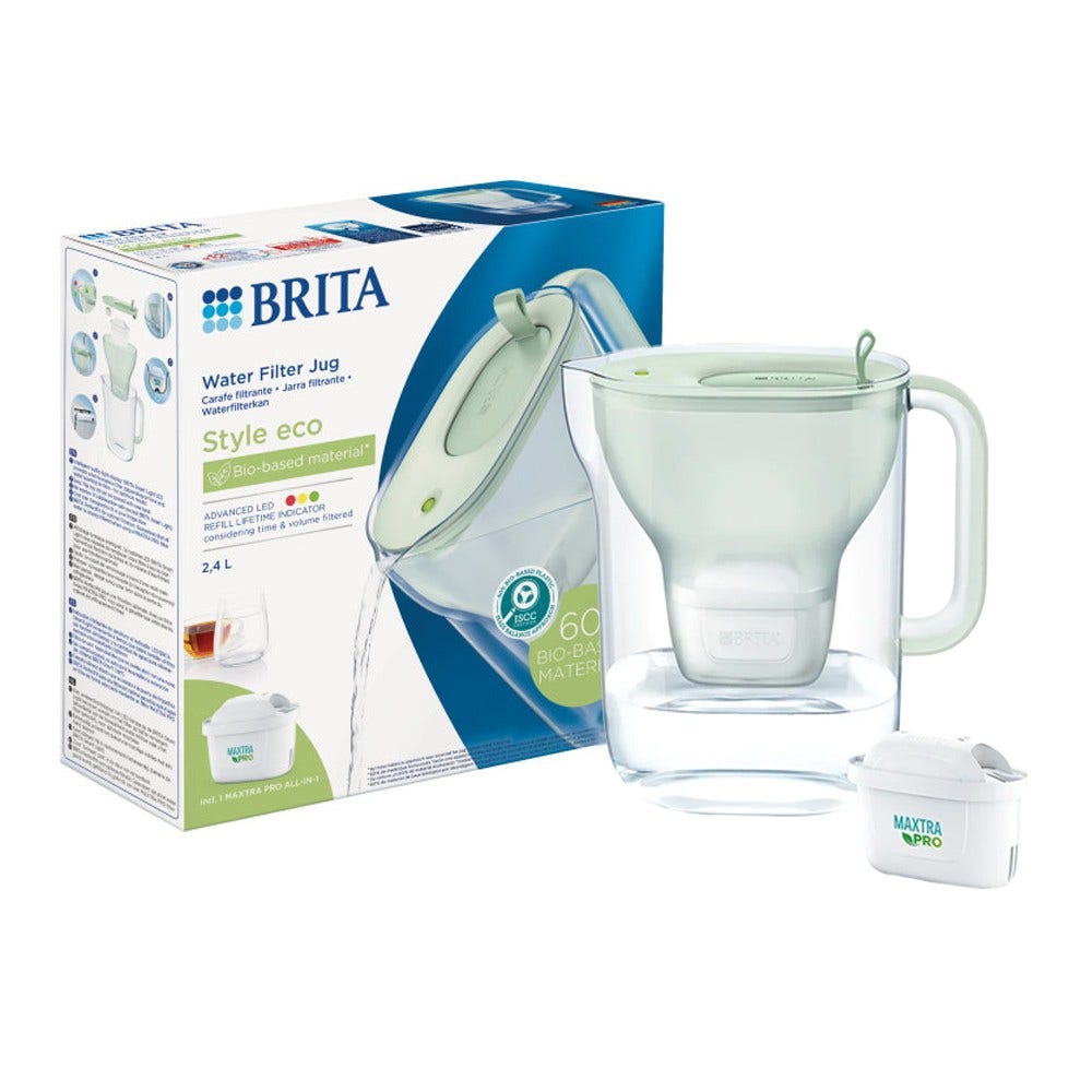BRITA Style Eco Wasserfilterkanne 2.4L Pudergrün + MAXTRA PRO Wasserfilter 1055741