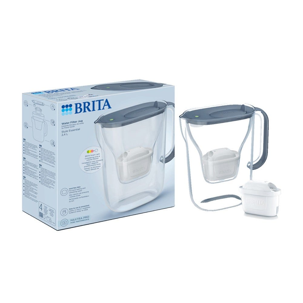 BRITA Style Essential Wasserfilterkanne 2.4L Steinblau + BRITA MAXTRA PRO Wasserfilter 1057790
