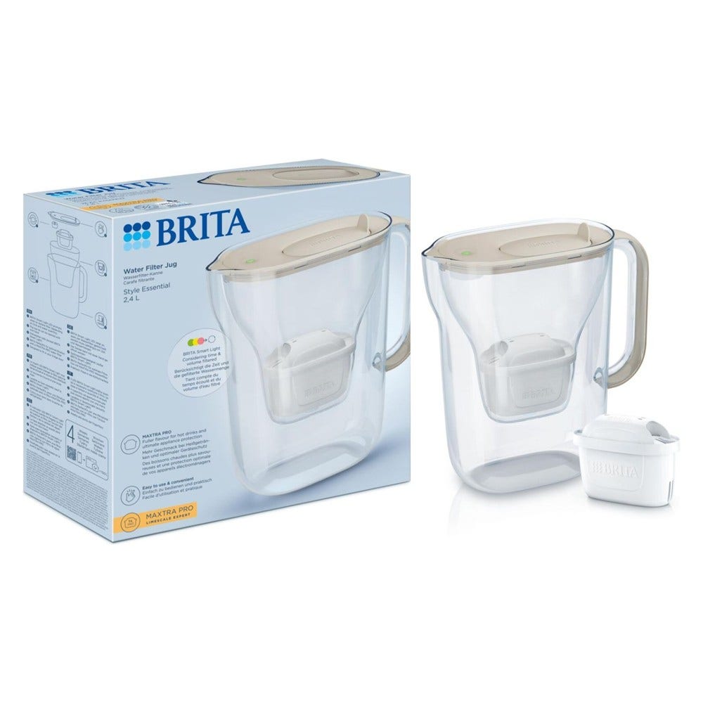 BRITA Style Essential Wasserfilterkanne 2.4L Sand + BRITA MAXTRA PRO Wasserfilter 1057794