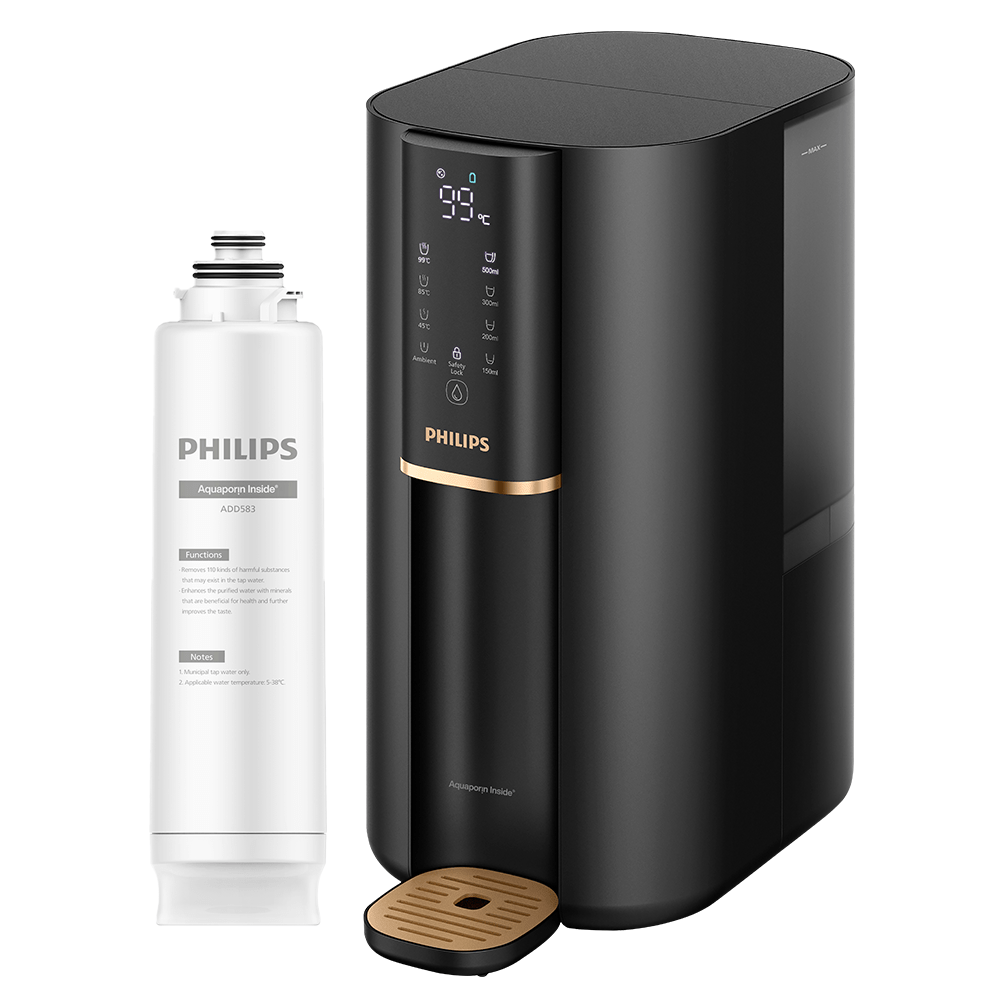 Philips Umkehrosmose-Wasserstation ADD6901HBK01, Aquaporin Inside®: Eliminiert bis zu 110 Substanzen, sofortige Erhitzung