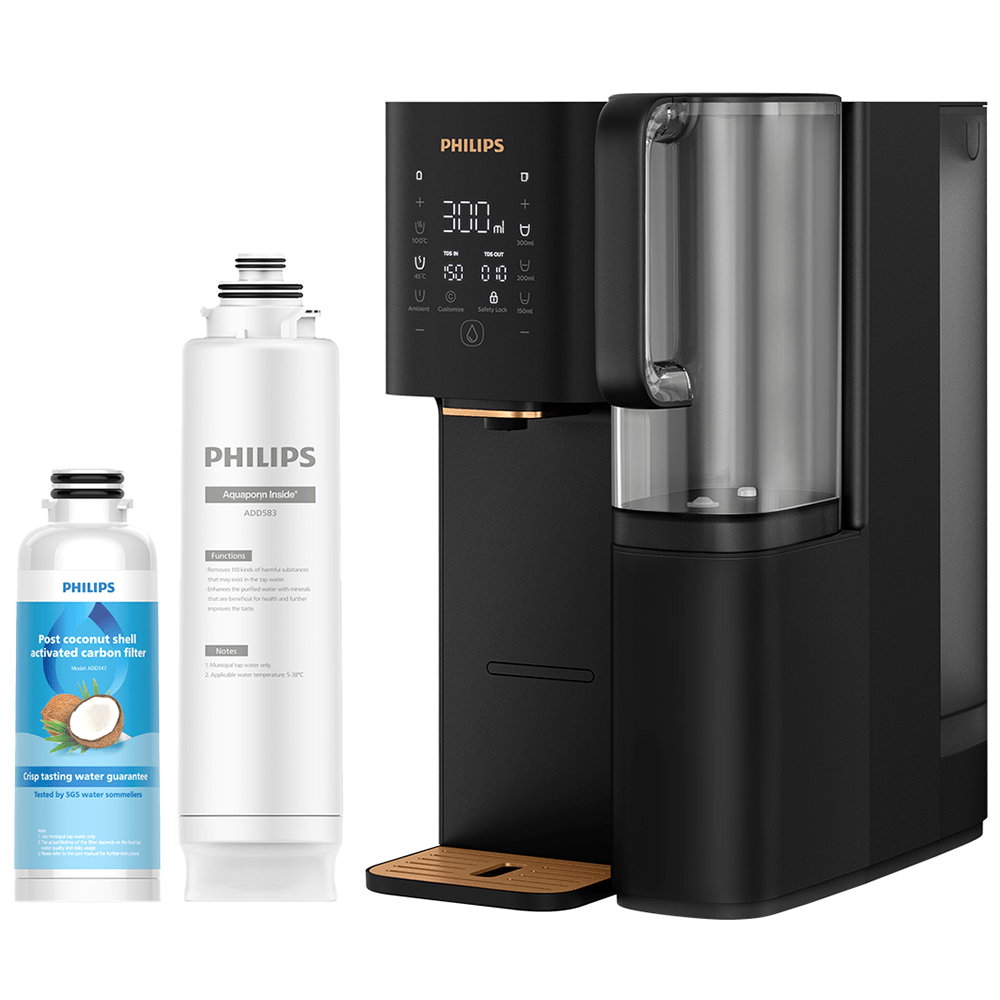 Philips Umkehrosmose-Wasserstation ADD6920BK01/10, Aquaporin Inside®: Eliminiert bis zu 110 Substanzen, sofortige Erhitzung