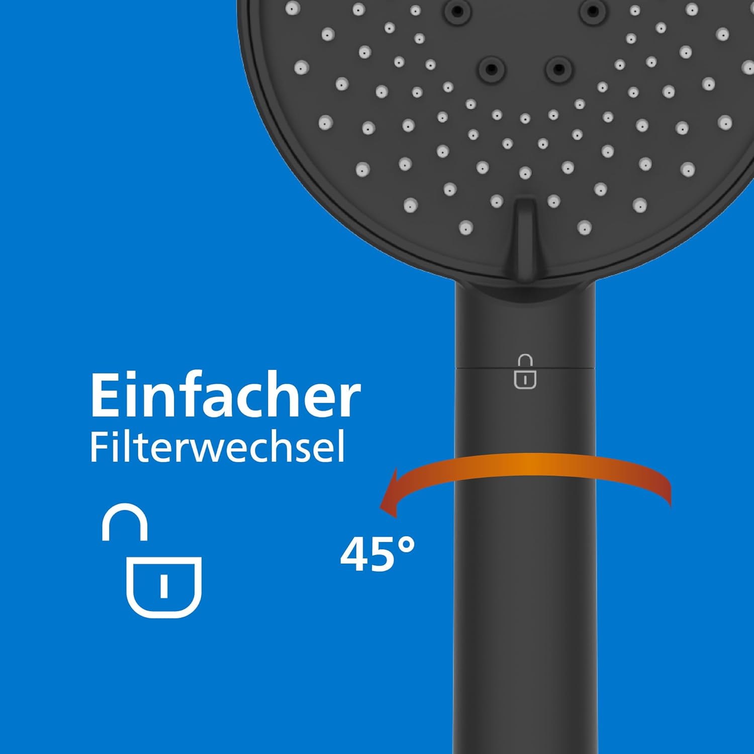 Philips Duschbrause mit Filter Schwarz ASH1516BK (reduzierter Chlor-, Blei- und Pestizidgehalt)