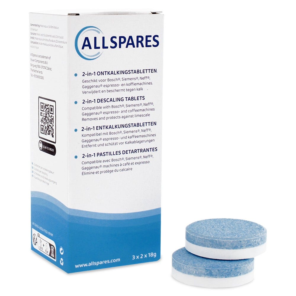 2-in-1 Entkalkungstabletten geeignet für Bosch 00311975 / TCZ8002 (6x18gr)