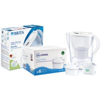 BRITA Wasserfilter Kanne 2.4L Marella + AllSpares Filterkartusche 6-Pack (filtert PFAS)
