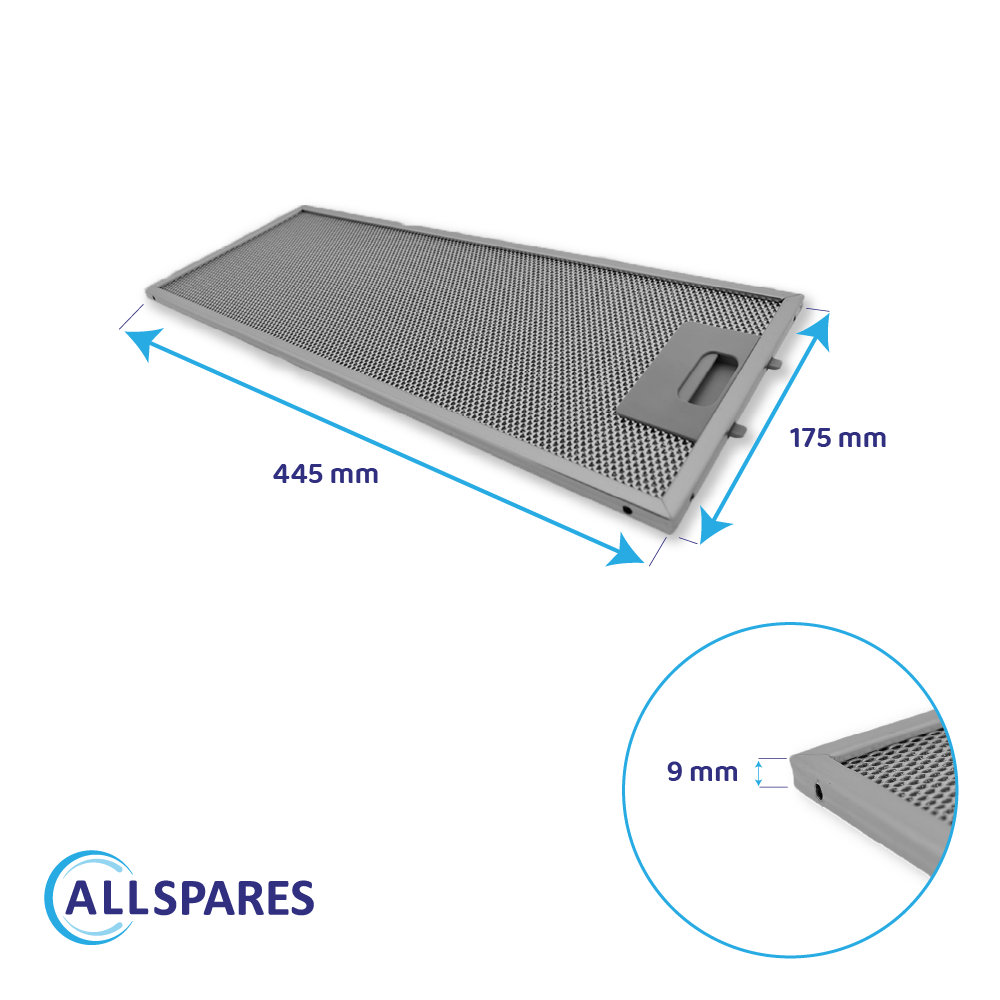 AllSpares Metall-Fettfilter 445x175mm 352813 / 00352813