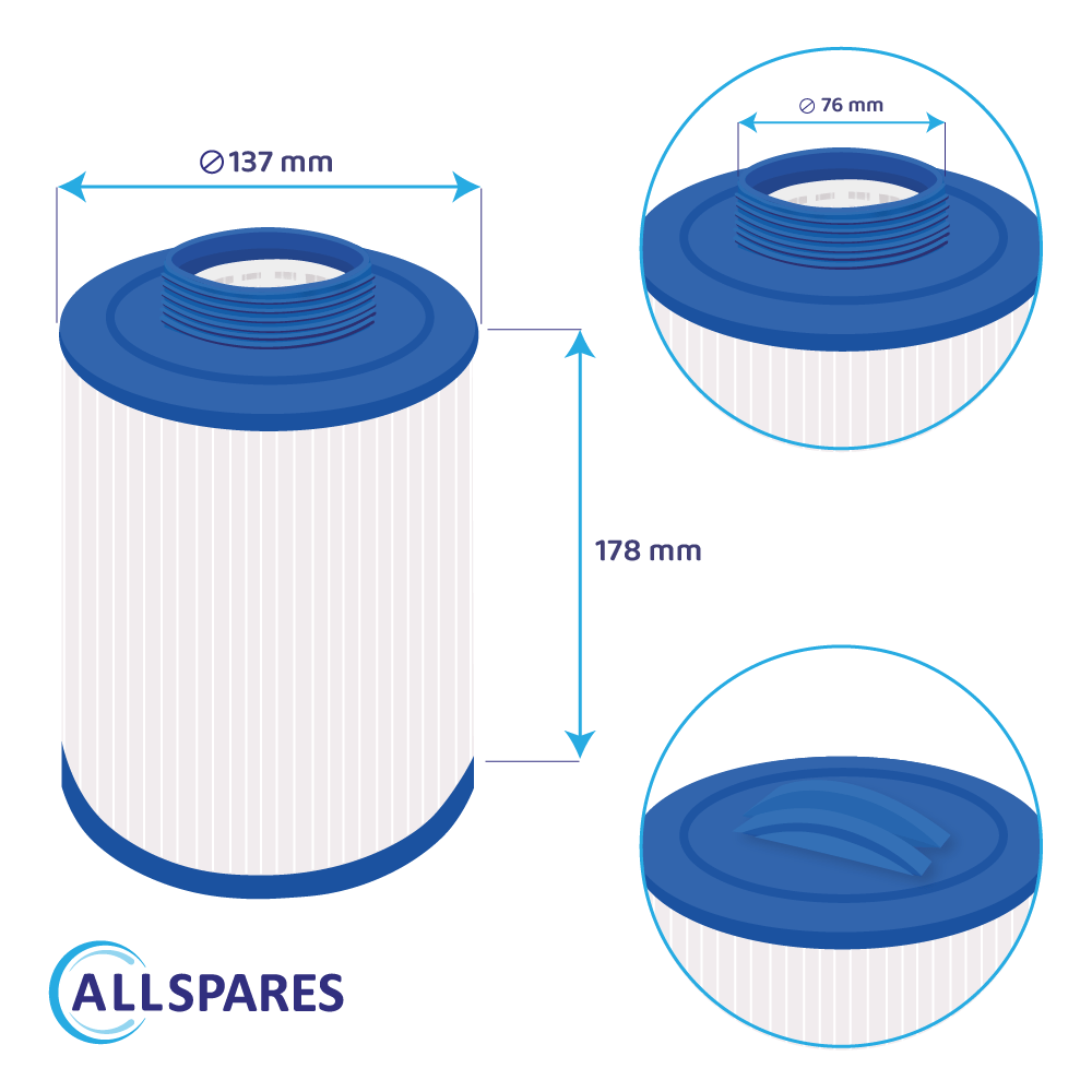 Whirlpool-Filter geeignet für LA Spa 51107 / SC745 / 5CH-203 / PLAS35 / 50201 