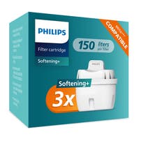 Philips Softening+ Wasserfilter 3-pack (filtert PFAS) kompatibel mit BRITA Maxtra+