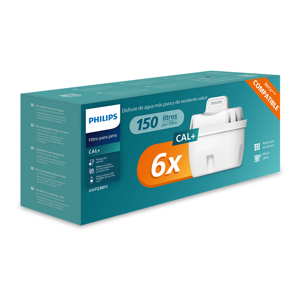 Philips Softening+ Wasserfilter 6-pack (filtert PFAS) kompatibel mit BRITA Maxtra+