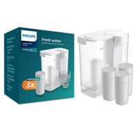 Philips Micro X-Clean Instant Wasserfilterkanne + Softening+ Wasserfilter (3 St.) AWP2980WHS3
