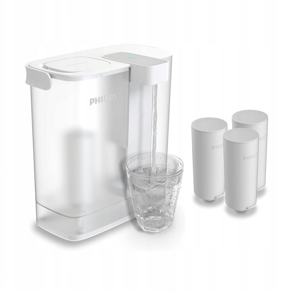 Philips Micro X-Clean Instant Wasserfilterkanne + Softening+ Wasserfilter (3 St.) AWP2980WHS3