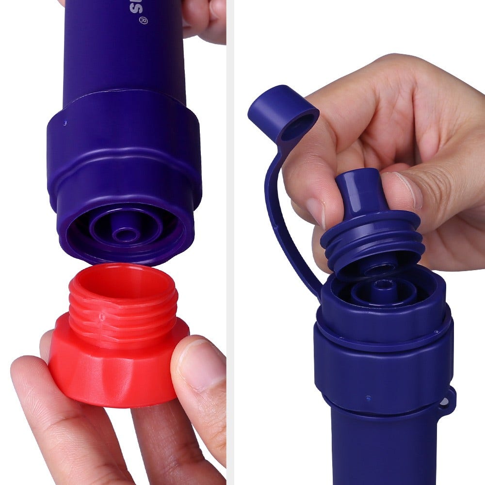 AllSpares Outdoor-Wasserfilter abnehmbare 4-Stufen 0,1-Mikron tragbare Wasserfilter Camping, 5.000L Wasserreiniger Survival Ausrüstung für Wandern Camping Reisen und Notfall