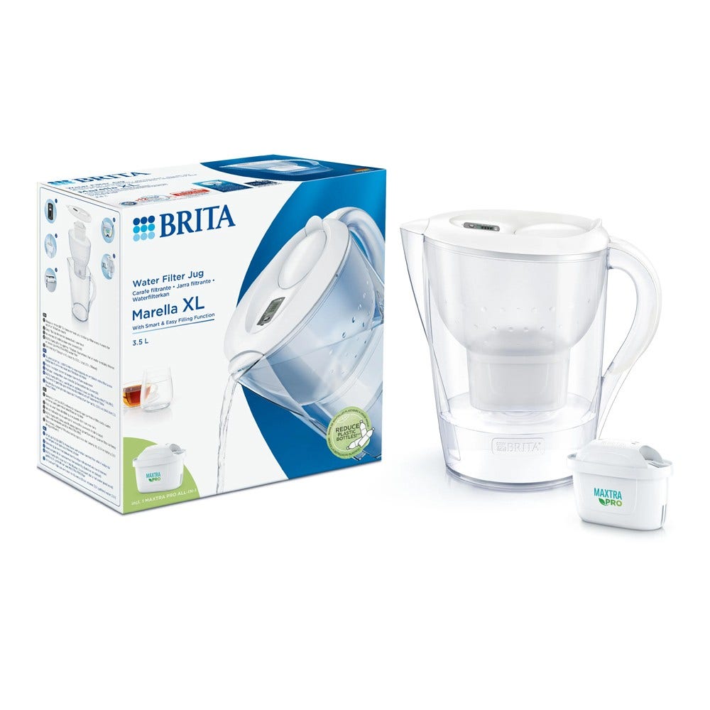 BRITA Marella Wasserfilter XL Kanne Weiß 3.5L + MAXTRA PRO Filterkartusche 1051123