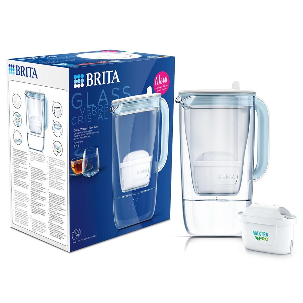 BRITA Glas-Wasserfilterkanne 2.5L + MAXTRA PRO Wasserfilter 1050449 (filtert PFAS)