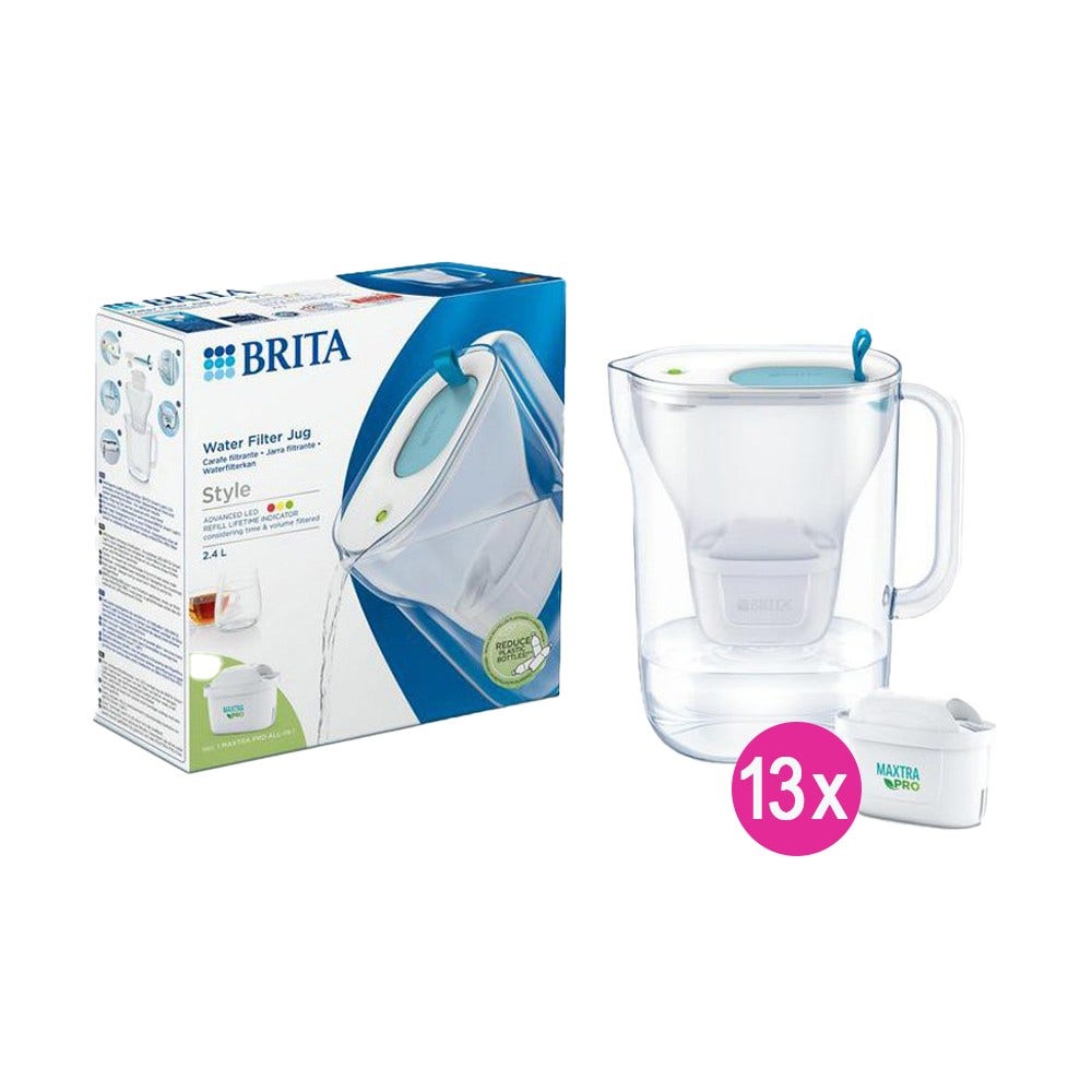 BRITA Style Wasserfilter Kanne 2.4L + 13 MAXTRA PRO Wasserfilter (filtert PFAS)