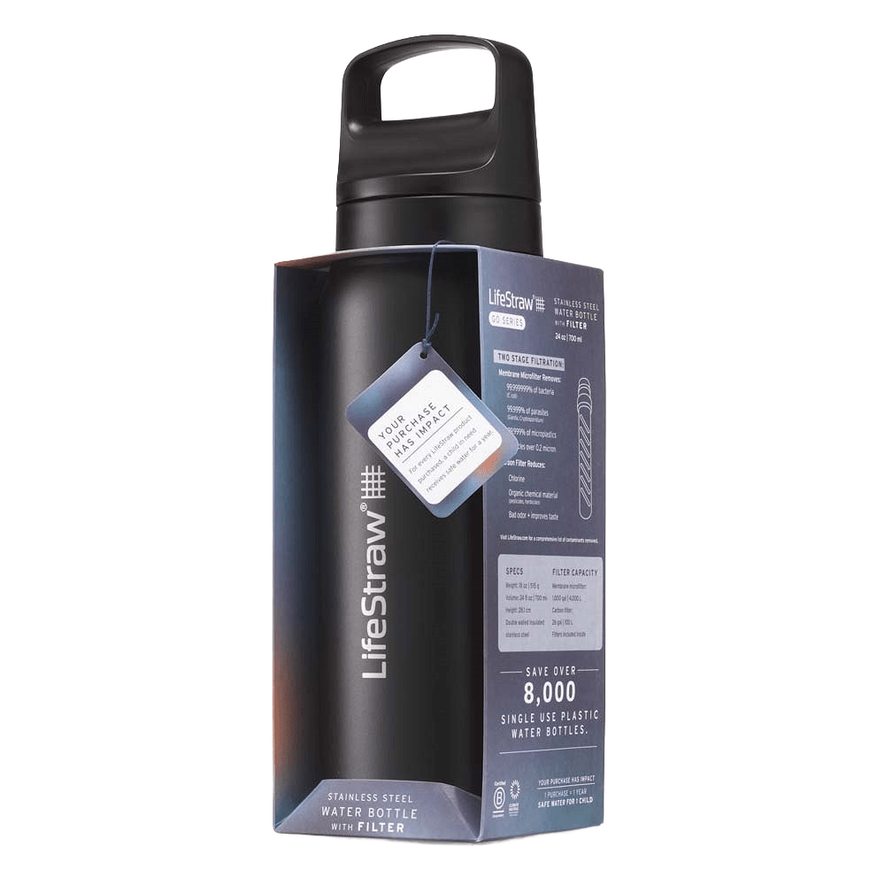LifeStraw Go 2.0 Series Edelstahl-Trinkflasche Schwarz (1000 ml)