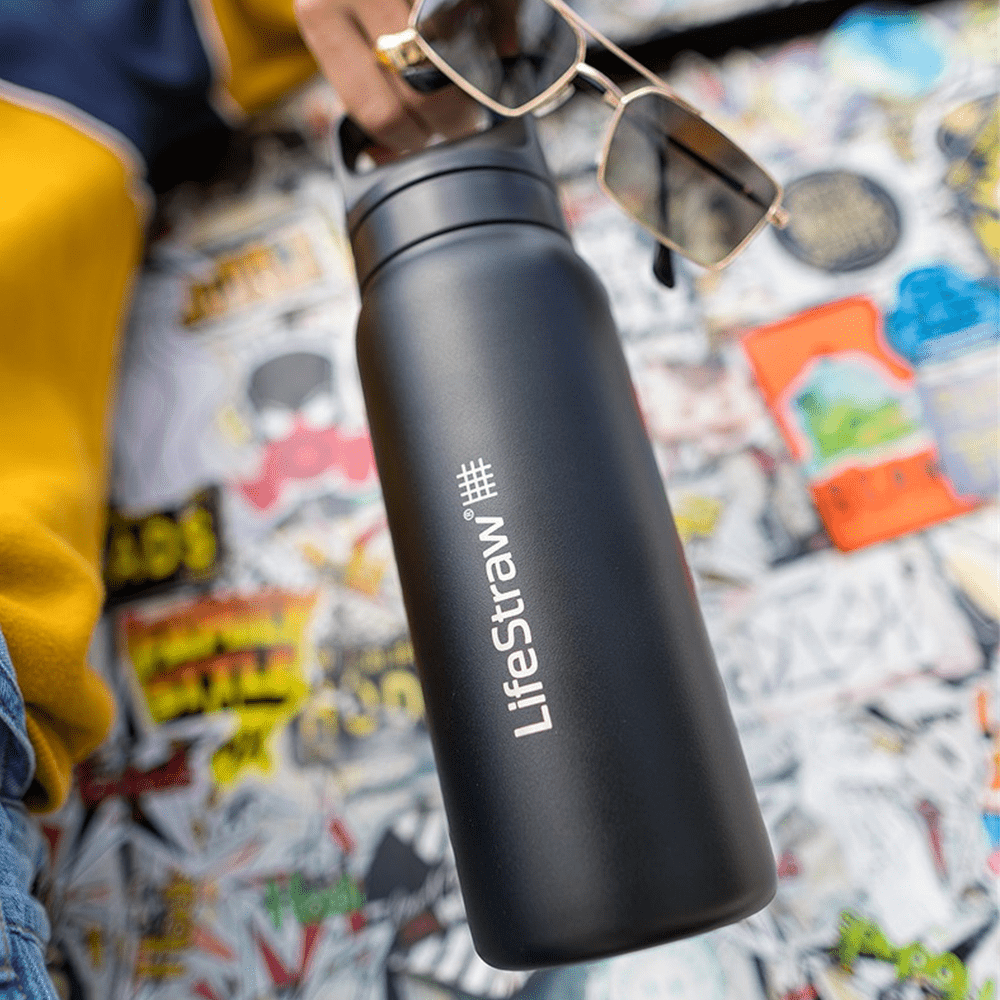 LifeStraw Go 2.0 Series Edelstahl-Trinkflasche Schwarz (1000 ml)