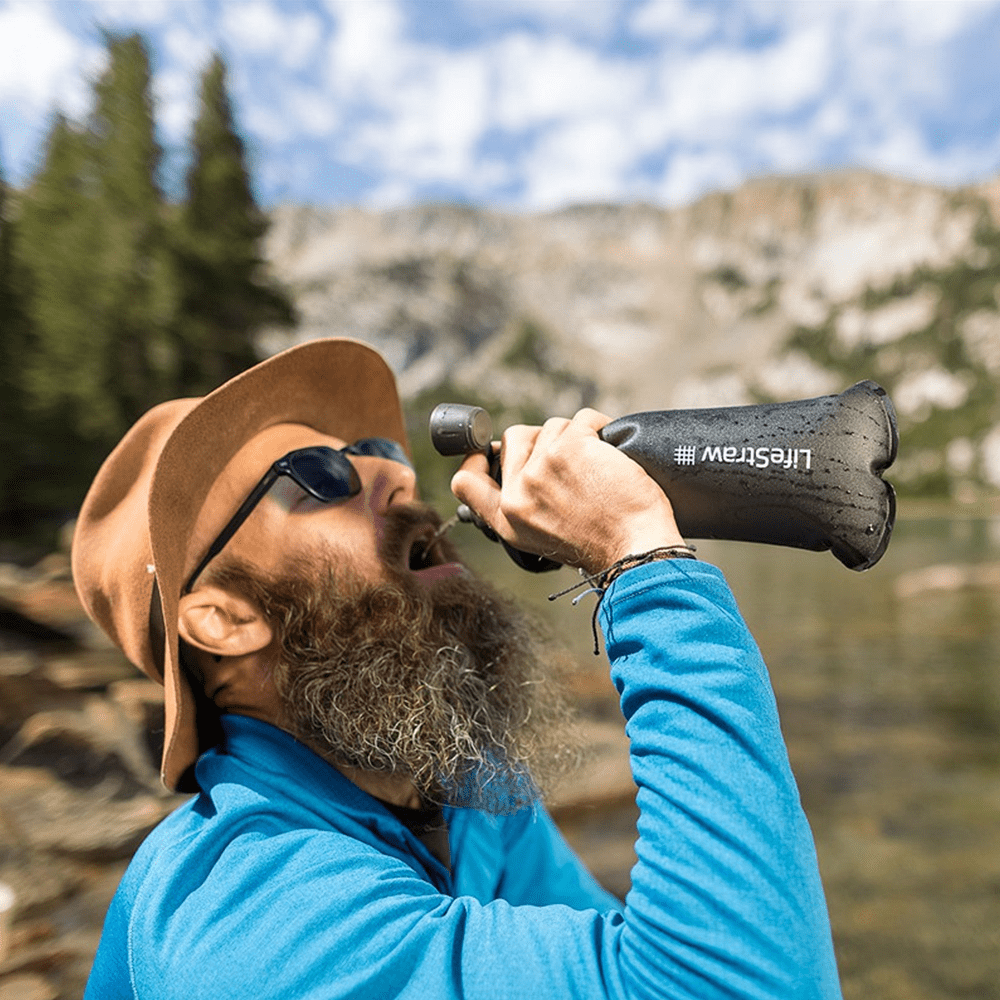 LifeStraw Peak Series Collapsible Squeeze Bottle 1l Dunkles Berggrau