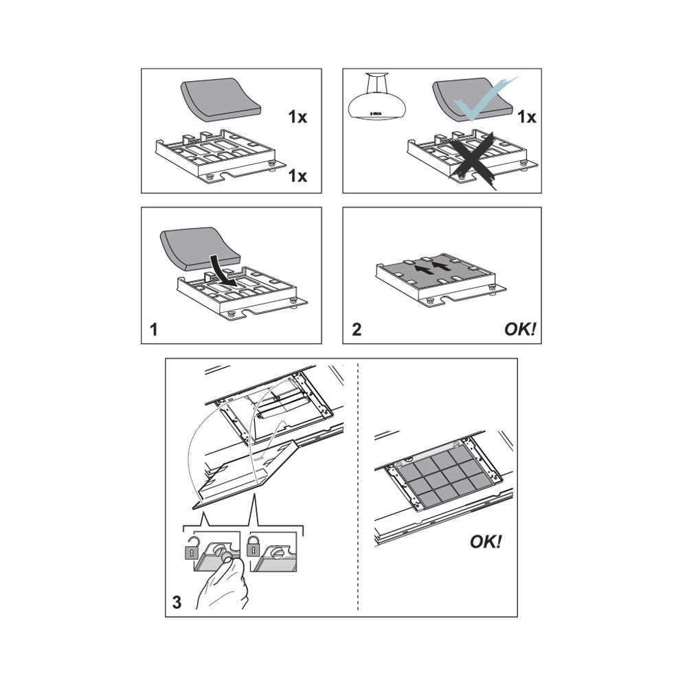 Longlife Aktivkohlefilter geeignet für ATAG mit Filterhalter HF2012