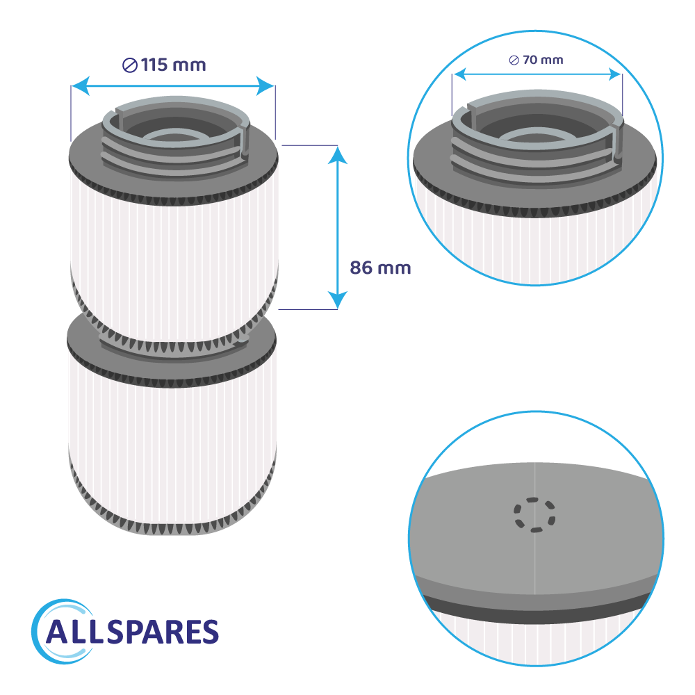 Whirlpool Filterkartusche geeignet für MSpa, SC802, 40104 mit Filterträger (2St.)