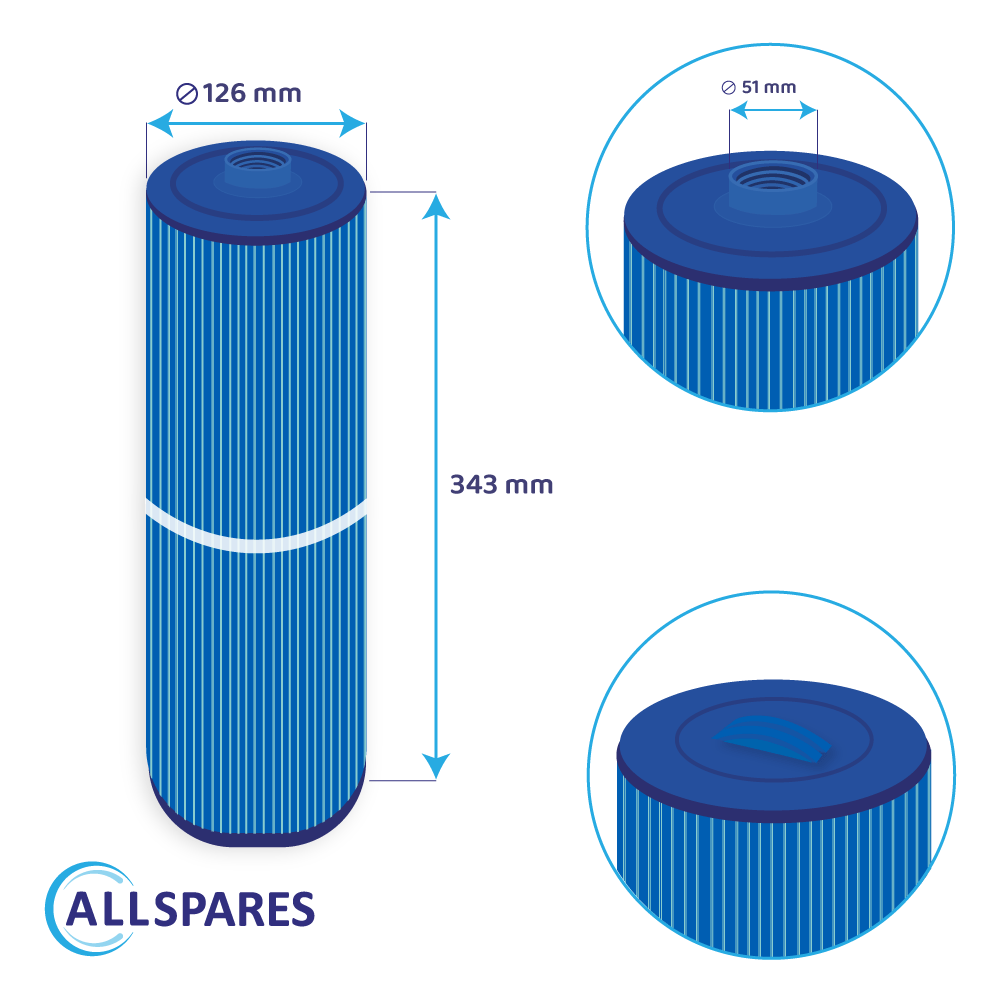 AllSpares Whirlpool Filter PWW50L-M / 4CH-949AM / 40508 / SC757 (antibactérien)